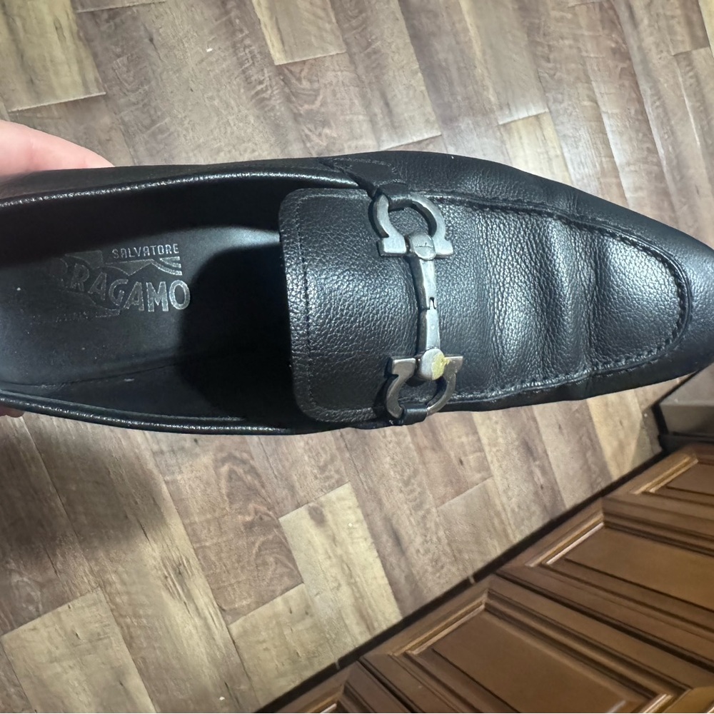 Salvatore Ferragamo Black Leather Slip-Ons